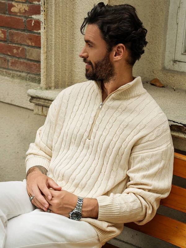 Crème Knitted Quarter Zip