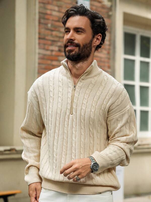 Crème Knitted Quarter Zip