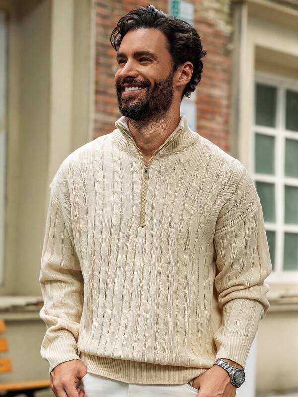 Crème Knitted Quarter Zip