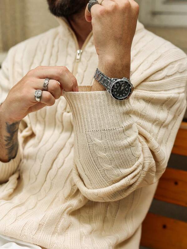 Crème Knitted Quarter Zip