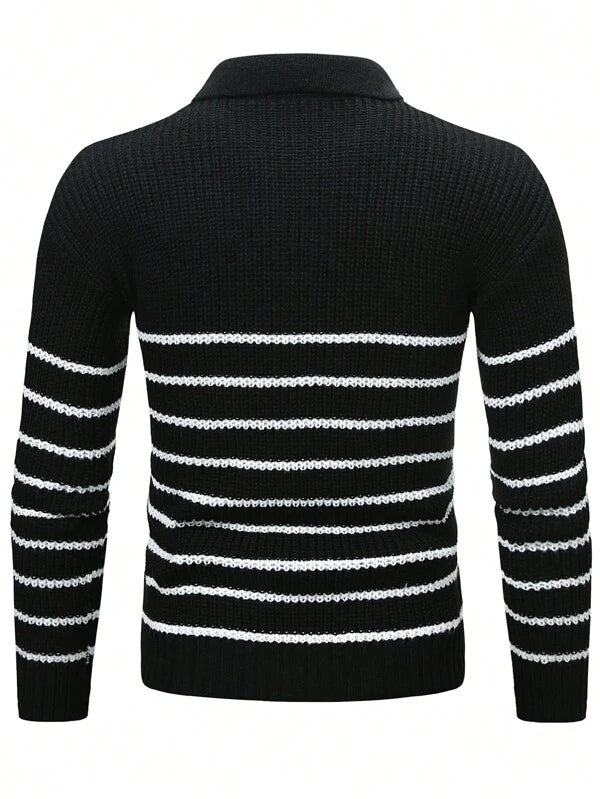 Striped Knitted Quarter Zip