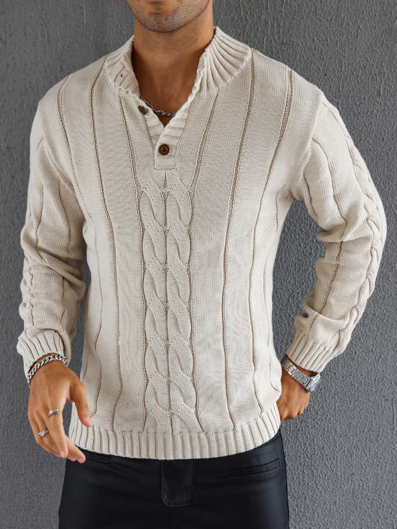 Buttoned Knitted Sweater