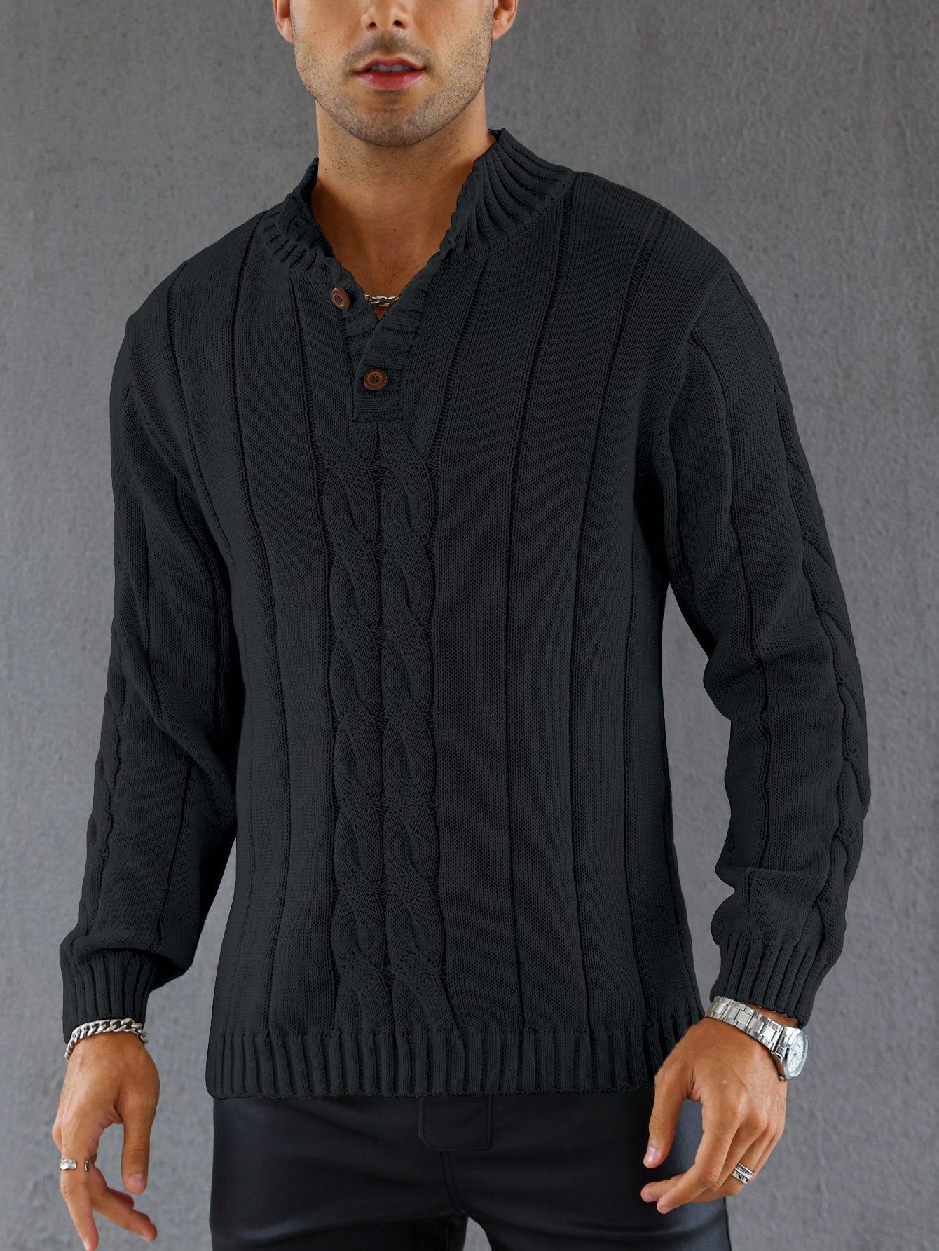 Buttoned Knitted Sweater