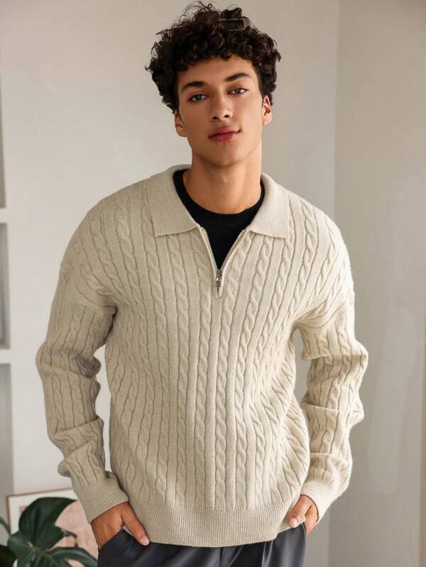 Casual Knitted Quarter Zip