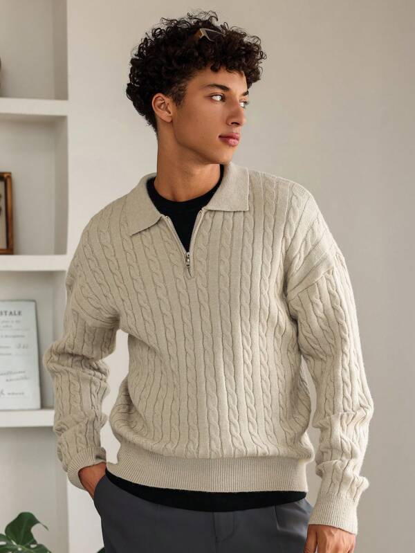 Casual Knitted Quarter Zip