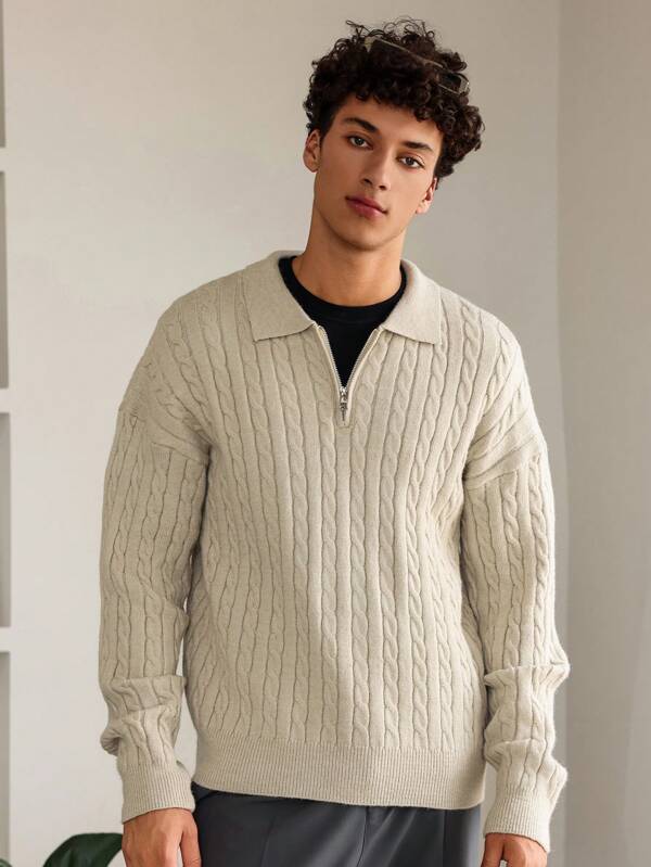 Casual Knitted Quarter Zip