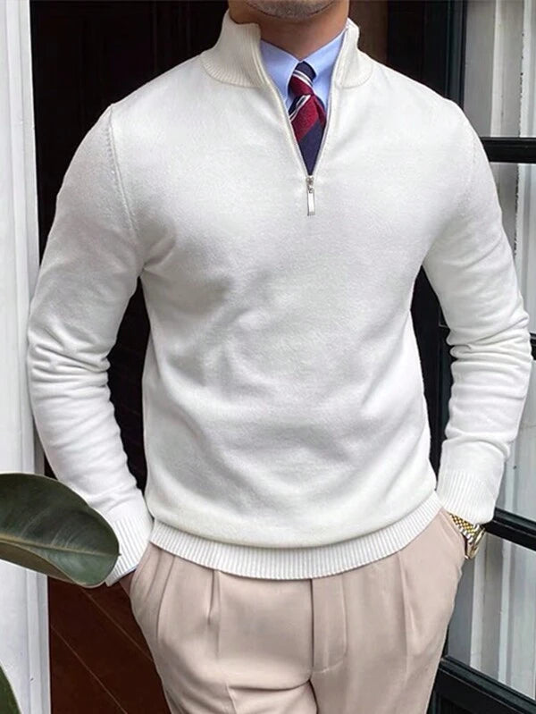 Casual White Quarter Zip