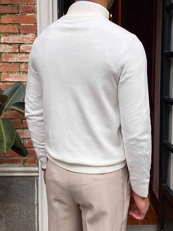 Casual White Quarter Zip