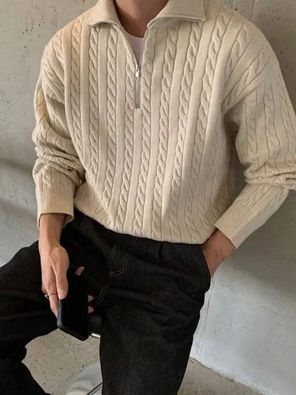 Crème Knitted Quarter Zip